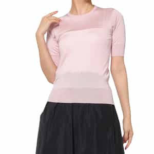 ウォッシャブル シルクナイロン素材ハーフスリーブシアーニットプルオーバー