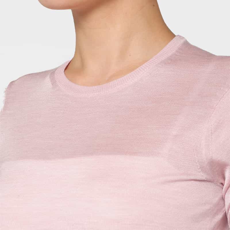 BARNEYS NEW YORK ウォッシャブル シルクナイロン素材ハーフスリーブシアーニットプルオーバー PINK