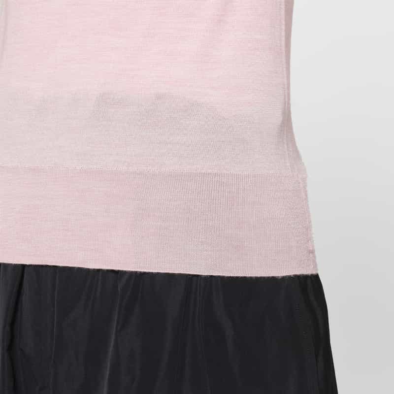 BARNEYS NEW YORK ウォッシャブル シルクナイロン素材ハーフスリーブシアーニットプルオーバー PINK