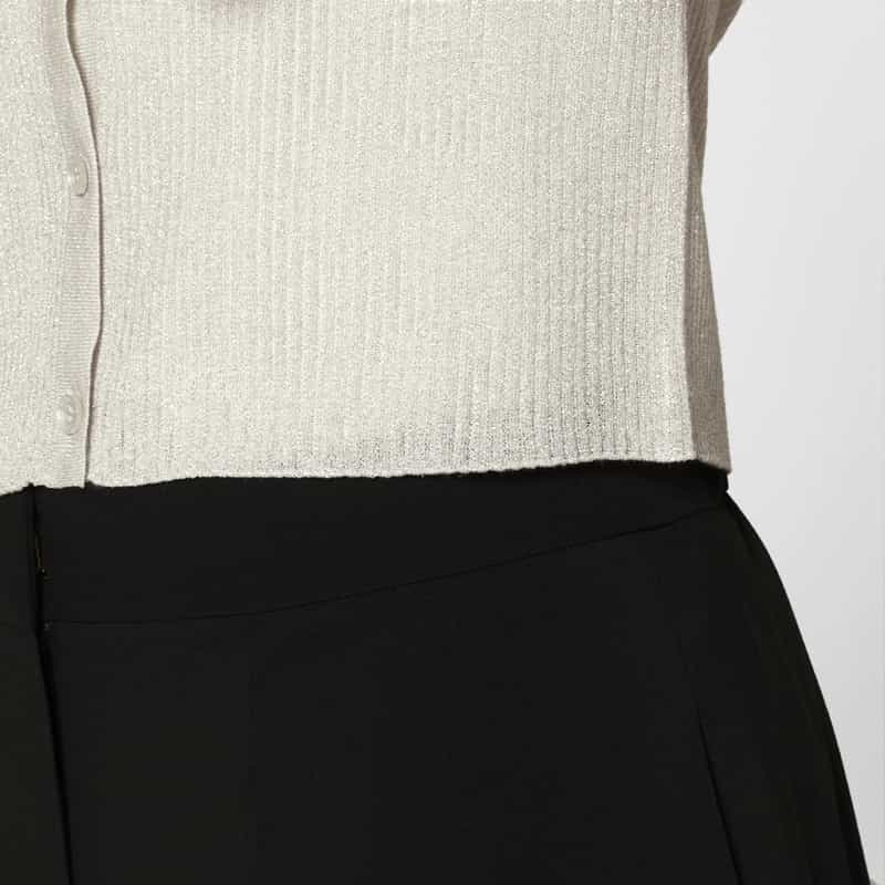 BARNEYS NEW YORK ウォッシャブル フリルスリーブ シアーラメニットカーディガン WHITE