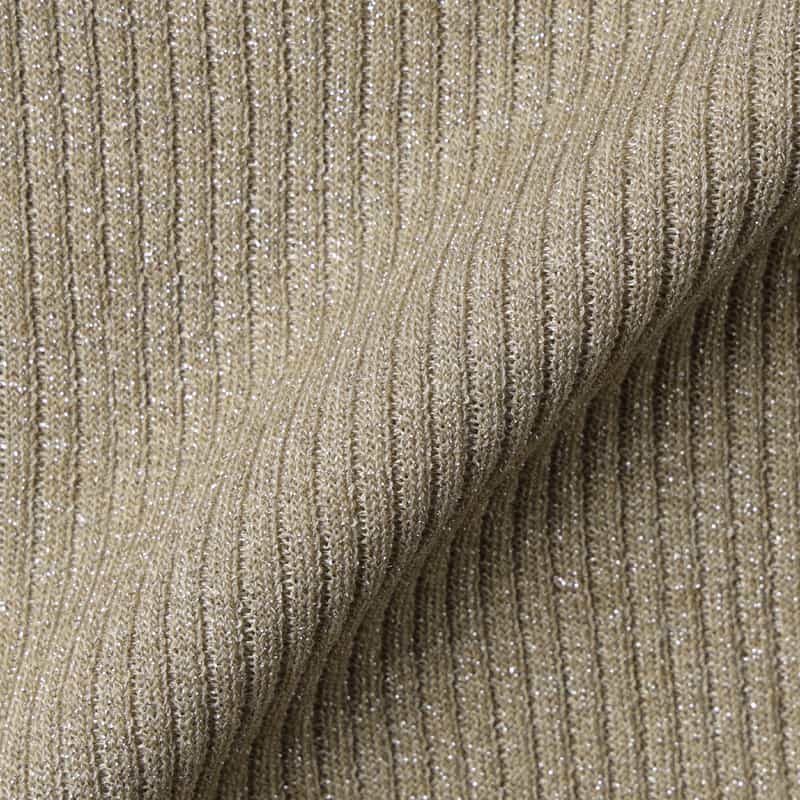 BARNEYS NEW YORK ウォッシャブル フリルスリーブ シアーラメニットカーディガン BEIGE