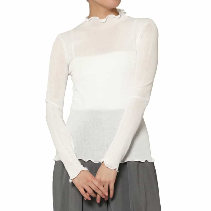 ウォッシャブル ハイネック シアーラメニットプルオーバー