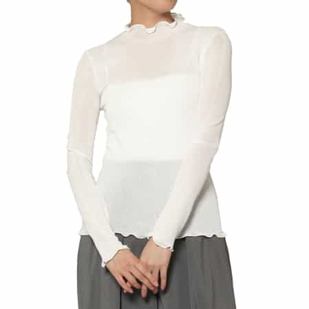 ウォッシャブル ハイネック シアーラメニットプルオーバー