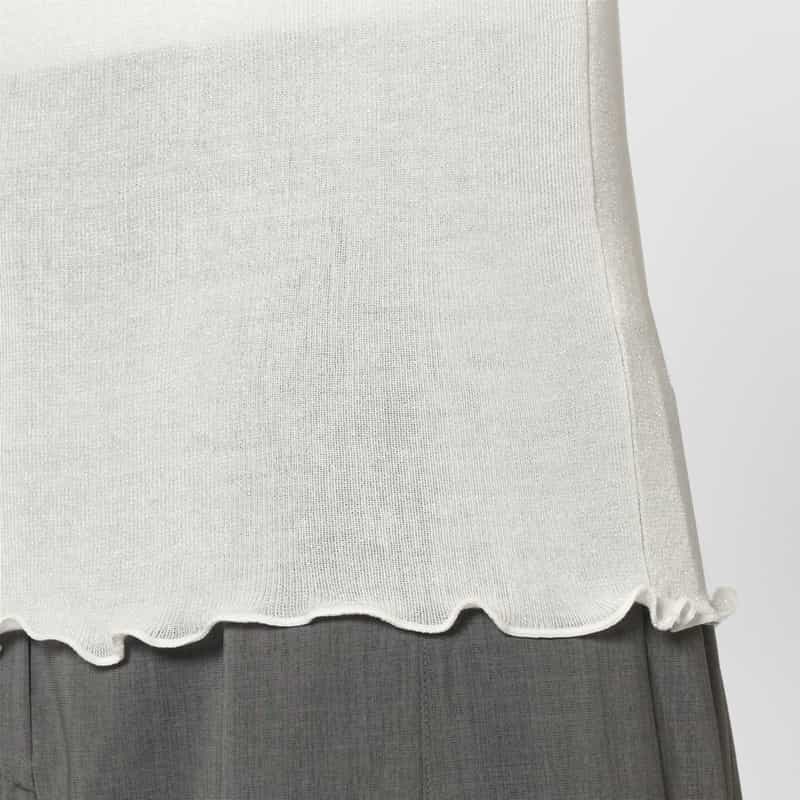 BARNEYS NEW YORK ウォッシャブル ハイネック シアーラメニットプルオーバー WHITE