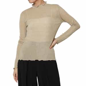 ウォッシャブル ハイネック シアーラメニットプルオーバー