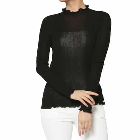 ウォッシャブル ハイネック シアーラメニットプルオーバー