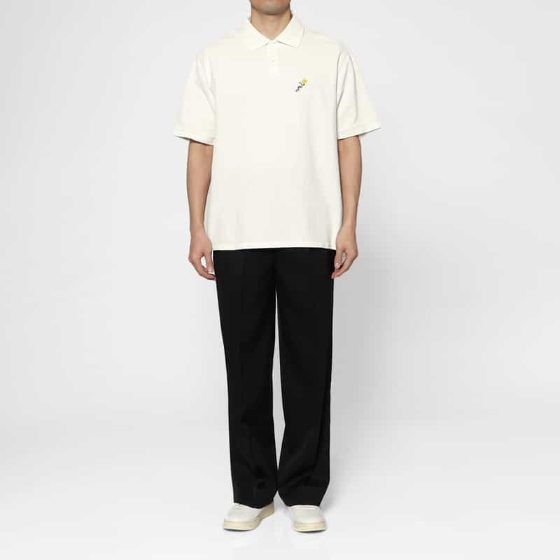 VOWELS VOWELS＜バウルズ＞ 刺繍入りポロシャツ WHITE