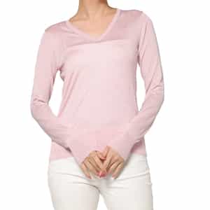 ウォッシャブル シルクナイロン素材Vネックシアーニットプルオーバー