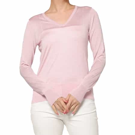 ウォッシャブル シルクナイロン素材Vネックシアーニットプルオーバー