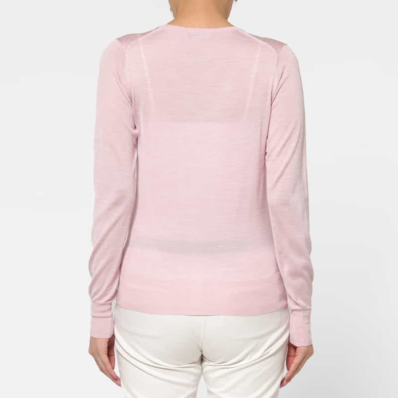 BARNEYS NEW YORK ウォッシャブル シルクナイロン素材Vネックシアーニットプルオーバー PINK