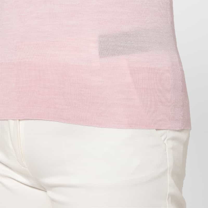 BARNEYS NEW YORK ウォッシャブル シルクナイロン素材Vネックシアーニットプルオーバー PINK