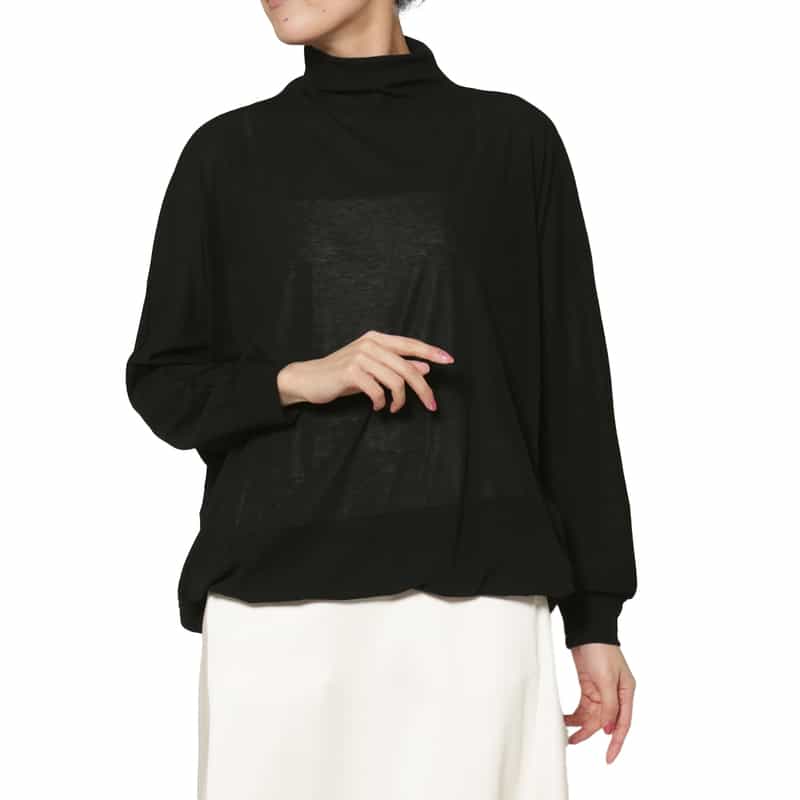 COGTHEBIGSMOKE COGTHEBIGSMOKE ＜コグザビッグスモーク＞ シアー素材ボトルネックプルオーバー BLACK