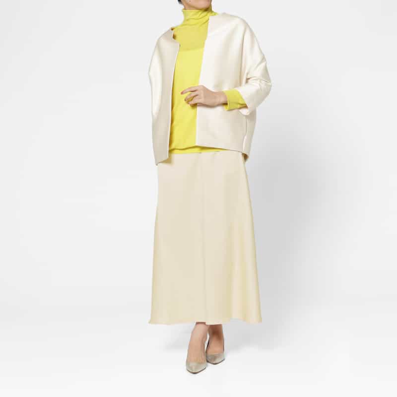 COGTHEBIGSMOKE COGTHEBIGSMOKE ＜コグザビッグスモーク＞ シャイニー素材ドローストリング ロングスカート IVORY