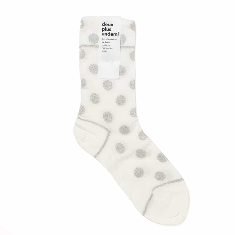 DEUX PLUS UNDEMI DEUXPLUSUNDEMI＜ドゥプリュスアンドゥミ＞ ドット柄ラメソックス WHITE