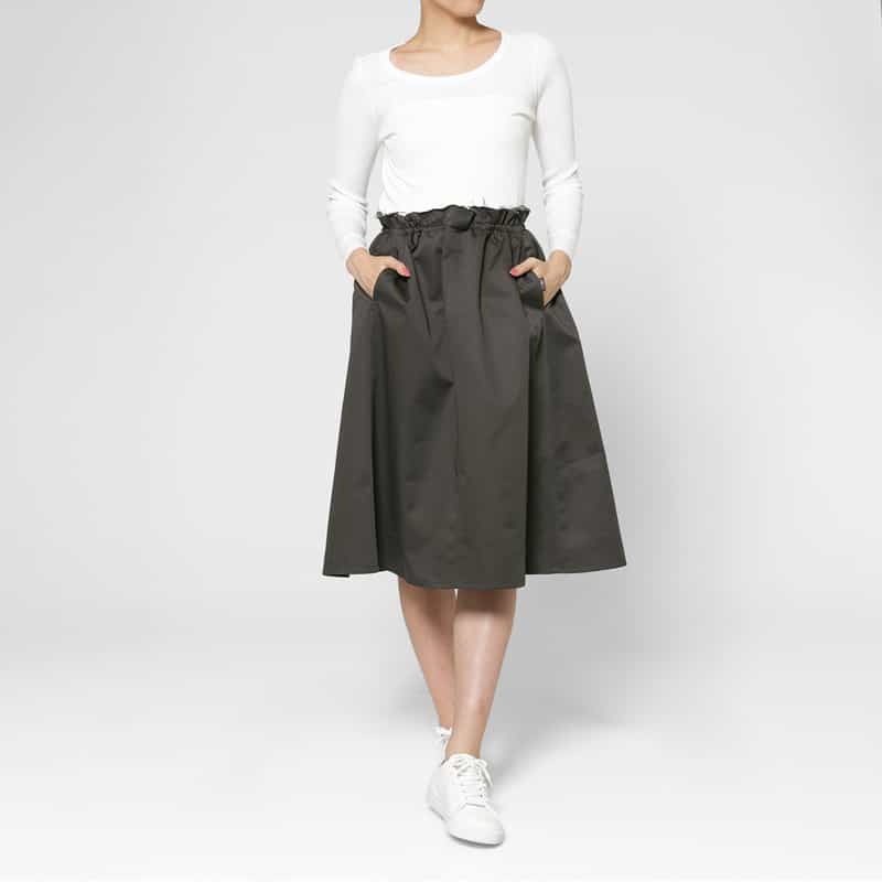 MM6 MAISON MARGIELA MM6 MAISON MARGIELA＜エムエム6 メゾン マルジェラ＞ カットオフウエスト ドローストリングスカート GRAY