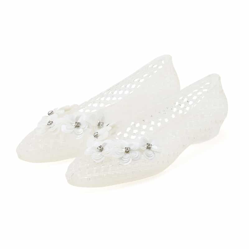 HEAVENLY JELLY HEAVENLY JELLY＜ヘブンリージェリー＞ PVC素材ビジュー付きフラットパンプス CLEAR