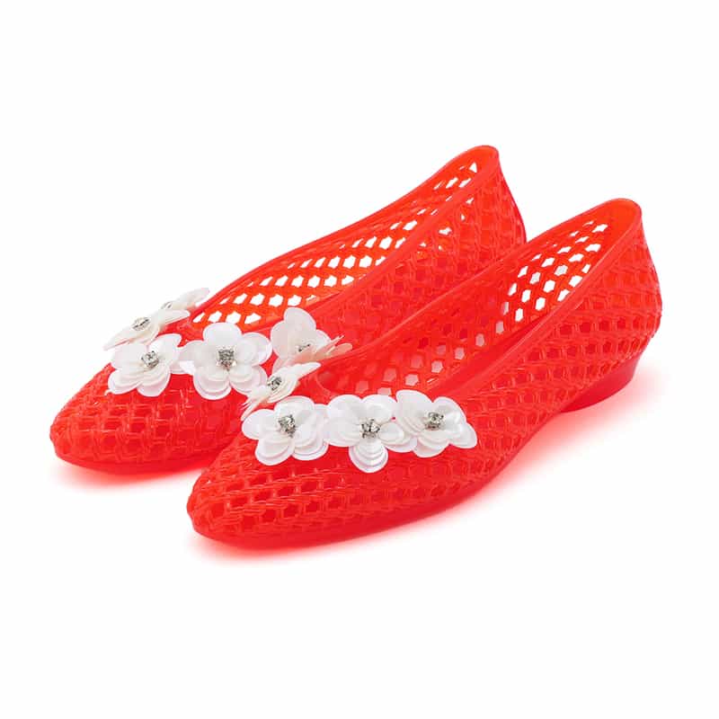 HEAVENLY JELLY HEAVENLY JELLY＜ヘブンリージェリー＞ PVC素材ビジュー付きフラットパンプス RED