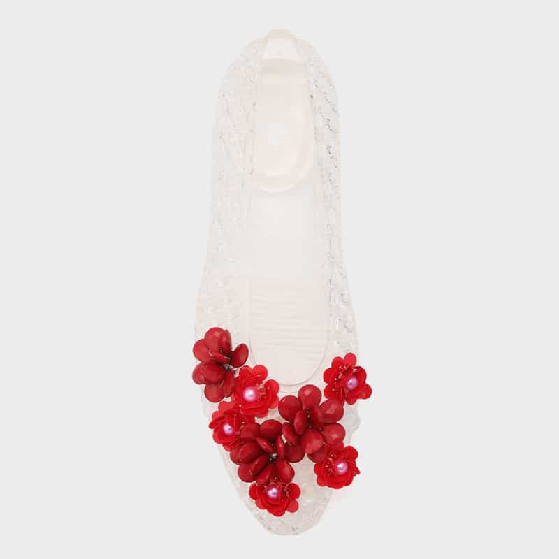 HEAVENLY JELLY HEAVENLY JELLY＜ヘブンリージェリー＞ PVC素材ビジュー付きフラットパンプス CLEAR