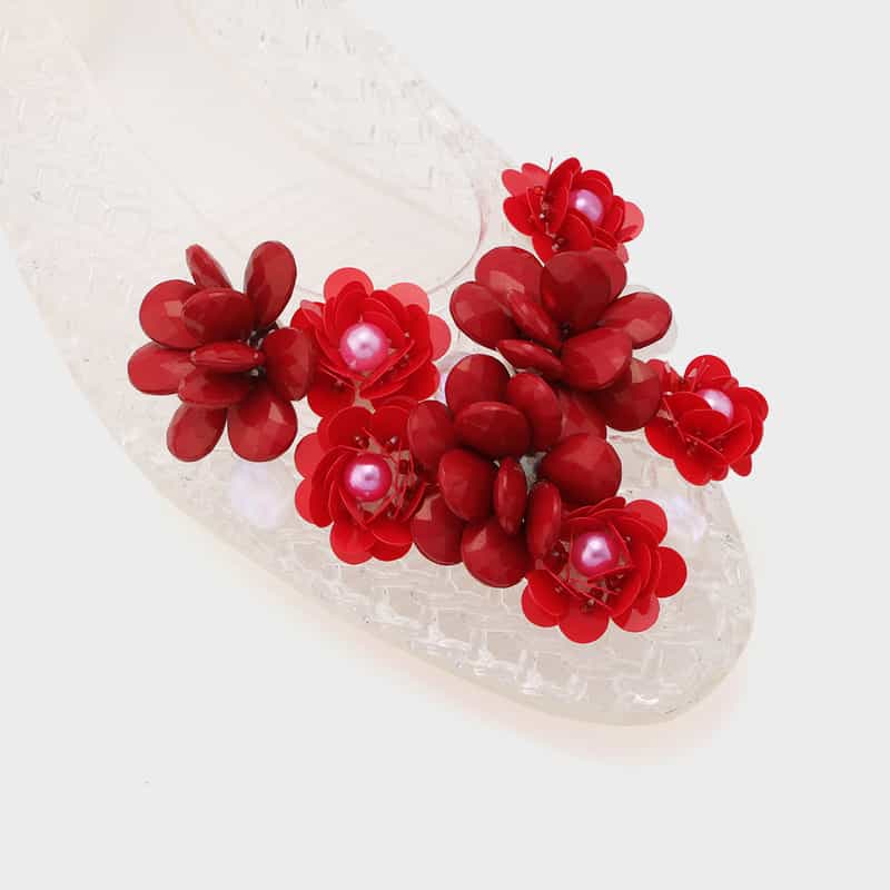 HEAVENLY JELLY HEAVENLY JELLY＜ヘブンリージェリー＞ PVC素材ビジュー付きフラットパンプス CLEAR