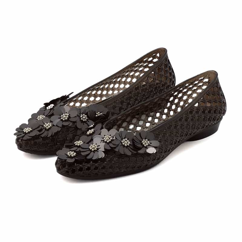 HEAVENLY JELLY＜ヘブンリージェリー＞ PVC素材ビジュー付きフラットパンプス