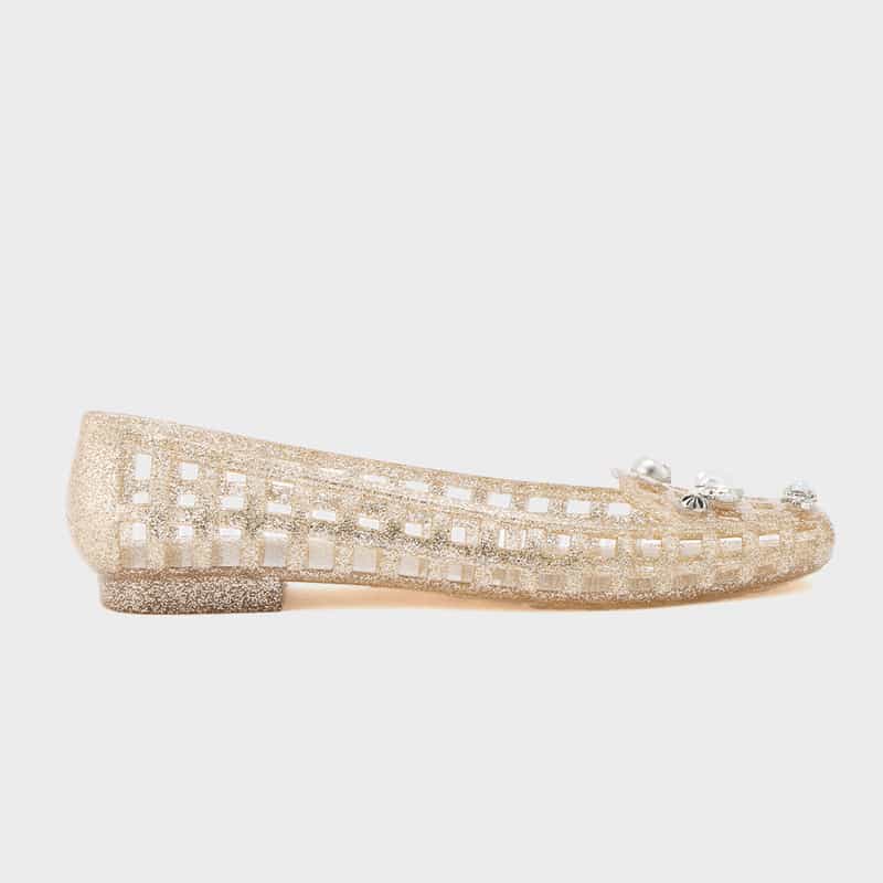 HEAVENLY JELLY HEAVENLY JELLY＜ヘブンリージェリー＞ PVC素材ビジュー付きフラットパンプス GOLD