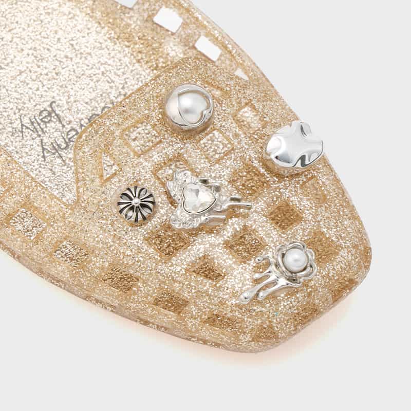 HEAVENLY JELLY HEAVENLY JELLY＜ヘブンリージェリー＞ PVC素材ビジュー付きフラットパンプス GOLD