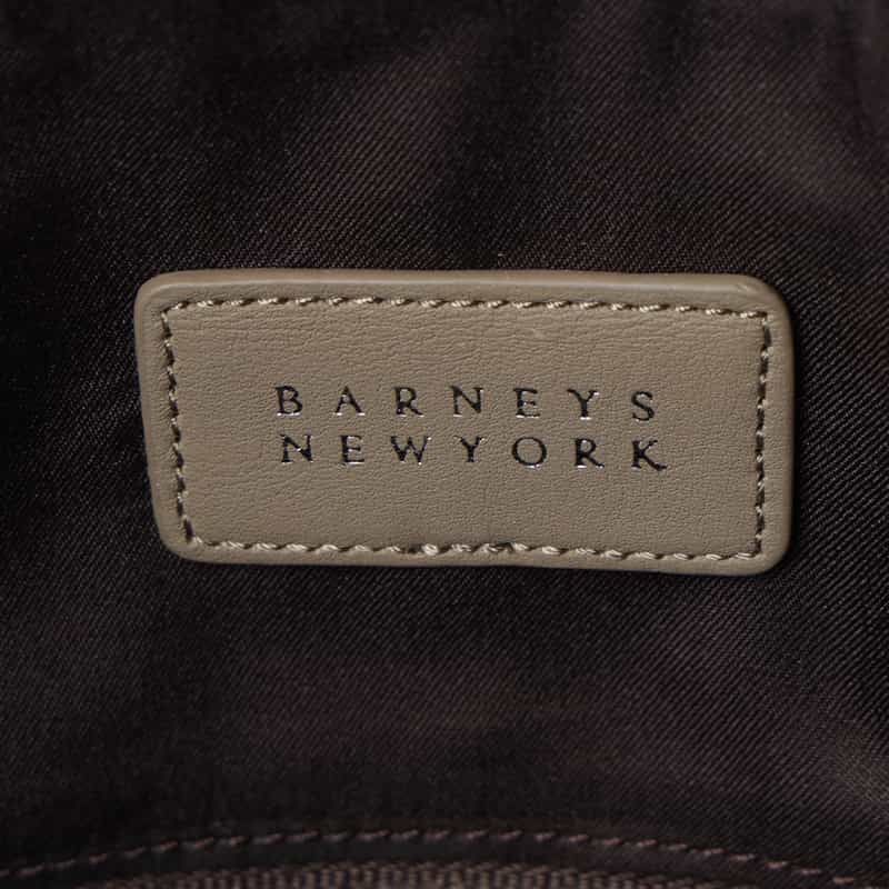 BARNEYS NEW YORK ソフトレザー ドローストリングバッグ GRAY BEIGE