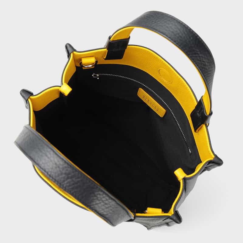 BARNEYS NEW YORK バイカラー レザーミニトートバッグ YELLOW