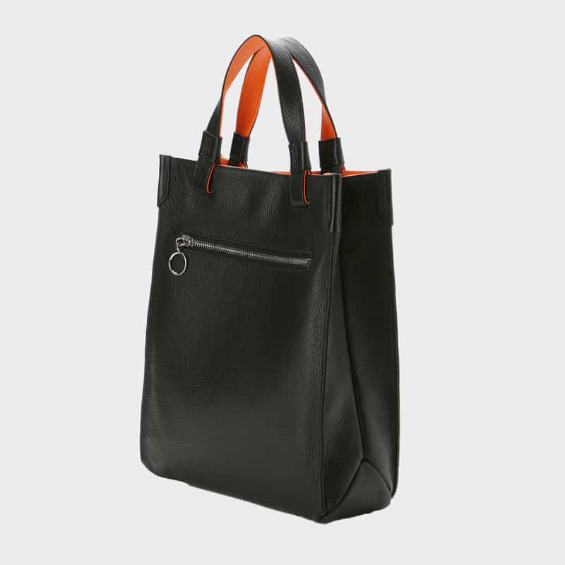 BARNEYS NEW YORK バイカラー レザーミニトートバッグ ORANGE