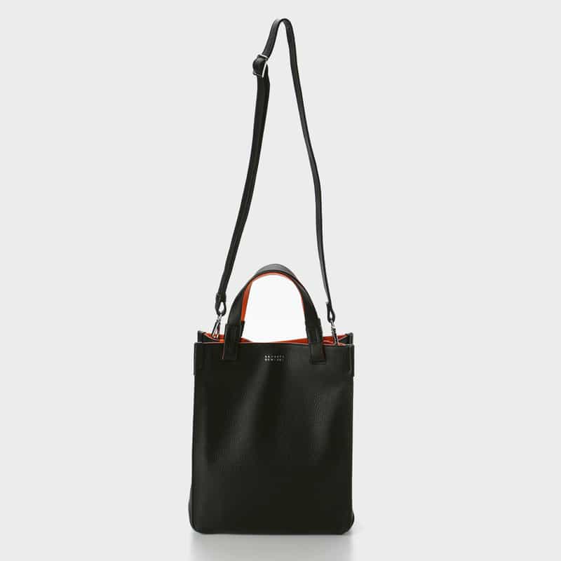 BARNEYS NEW YORK バイカラー レザーミニトートバッグ ORANGE