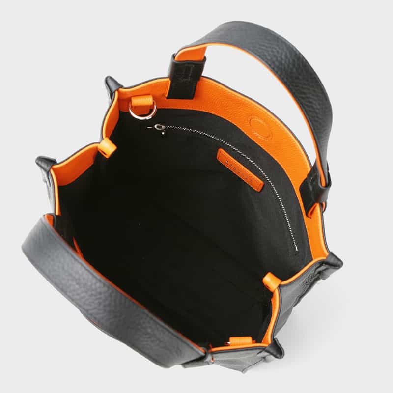 BARNEYS NEW YORK バイカラー レザーミニトートバッグ ORANGE