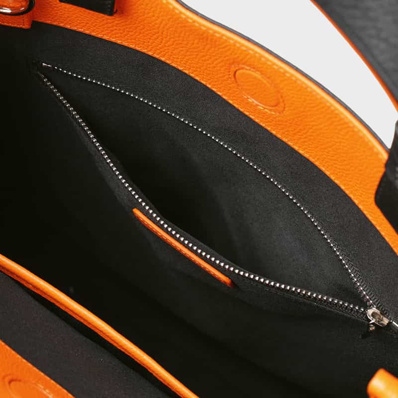 BARNEYS NEW YORK バイカラー レザーミニトートバッグ ORANGE