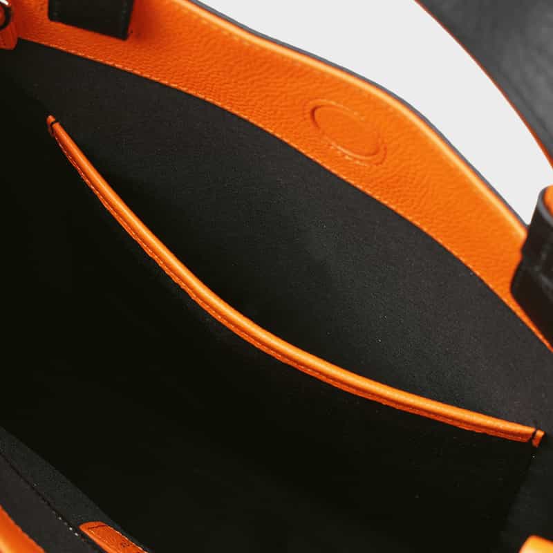 BARNEYS NEW YORK バイカラー レザーミニトートバッグ ORANGE