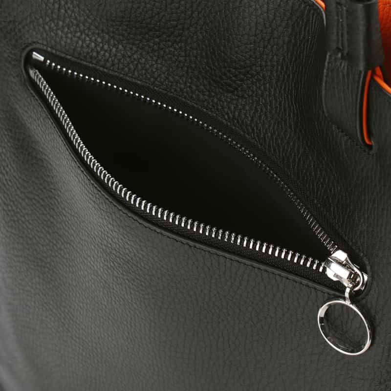 BARNEYS NEW YORK バイカラー レザーミニトートバッグ ORANGE