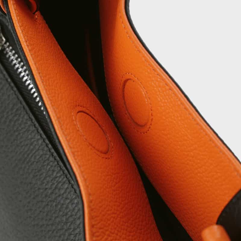 BARNEYS NEW YORK バイカラー レザーミニトートバッグ ORANGE