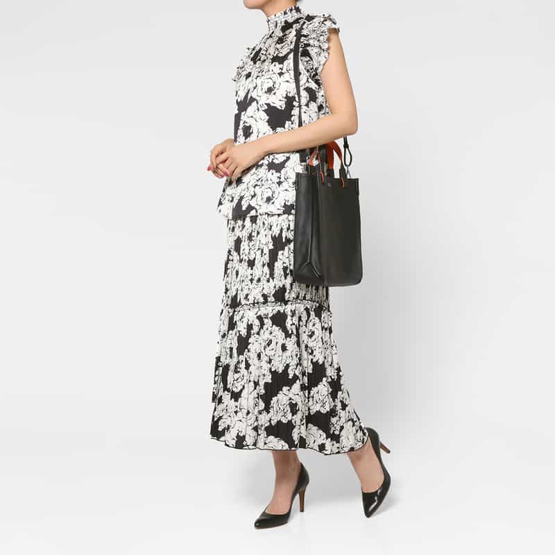 BARNEYS NEW YORK バイカラー レザーミニトートバッグ ORANGE