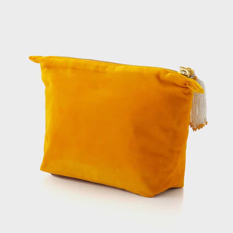 OLIVIA DAR OLIVIA DAR ＜オリビア ダール＞ ベルベット素材ビーズ刺繍ポーチ ORANGE