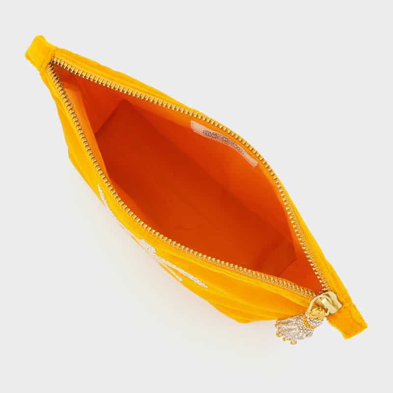 OLIVIA DAR OLIVIA DAR ＜オリビア ダール＞ ベルベット素材ビーズ刺繍ポーチ ORANGE