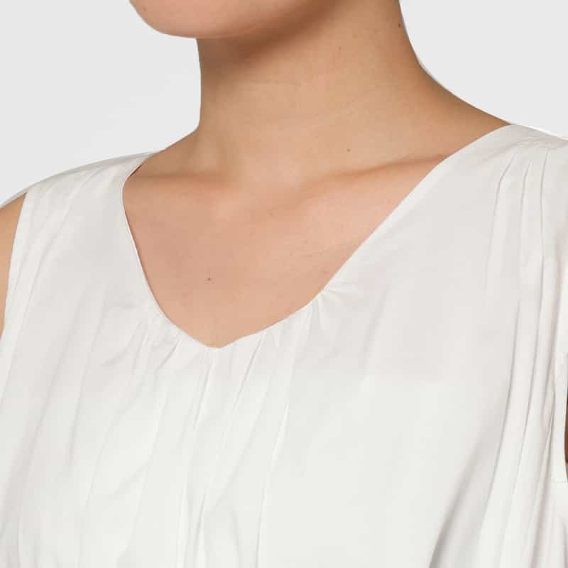 BARNEYS NEW YORK ウォッシャブル バックレースアップデザイン Aラインドレス WHITE