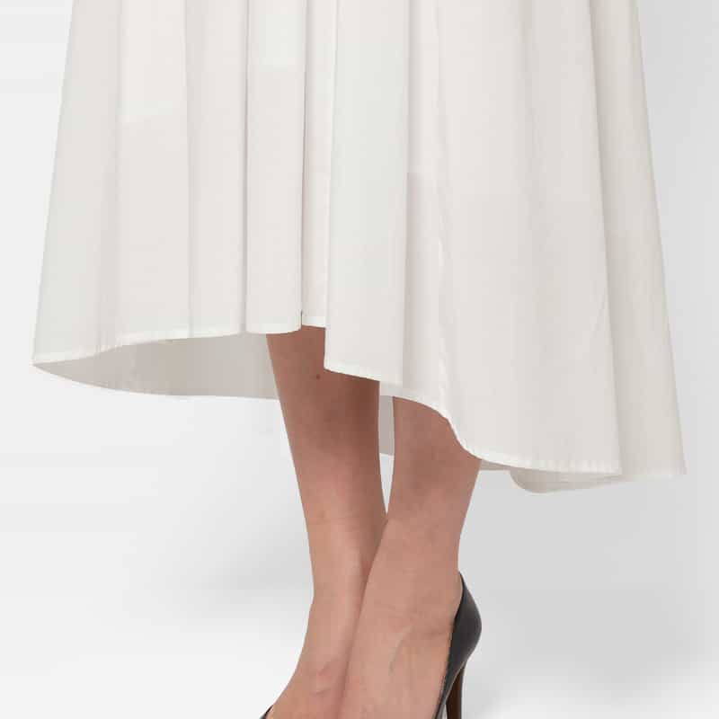 BARNEYS NEW YORK ウォッシャブル バックレースアップデザイン Aラインドレス WHITE