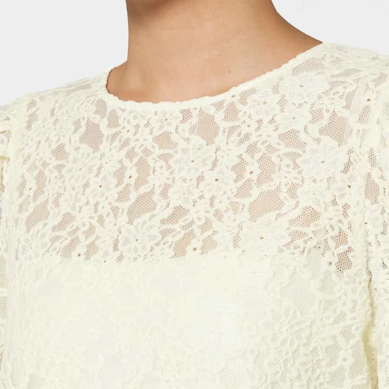 BARNEYS NEW YORK ウォッシャブル レース素材 フレアスリーブカットソー WHITE