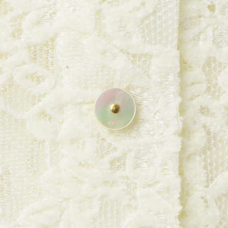 BARNEYS NEW YORK ウォッシャブル レース素材 フレアスリーブカットソー WHITE