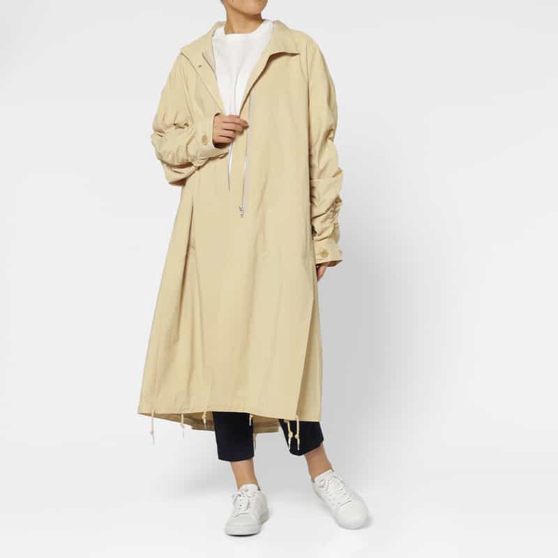 BARNEYS NEW YORK ギャザースリーブ ボリュームロングコート BEIGE
