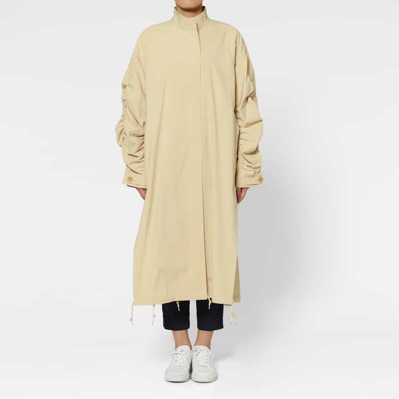 BARNEYS NEW YORK ギャザースリーブ ボリュームロングコート BEIGE