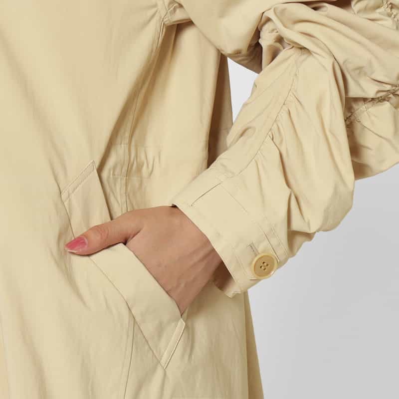 BARNEYS NEW YORK ギャザースリーブ ボリュームロングコート BEIGE