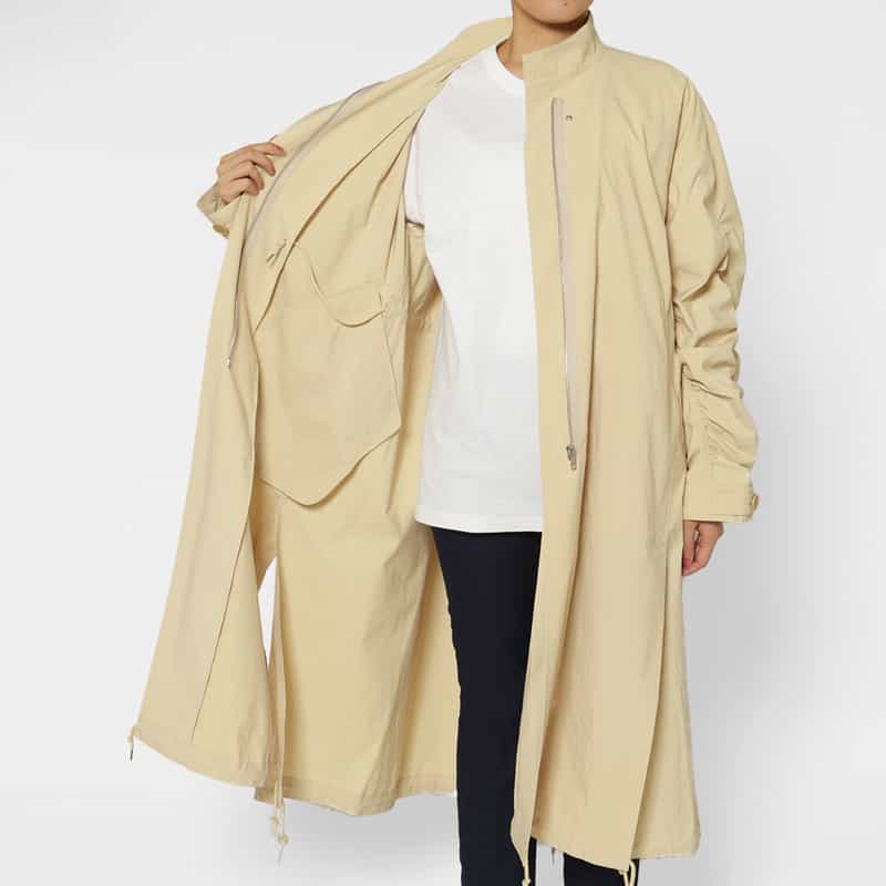 BARNEYS NEW YORK ギャザースリーブ ボリュームロングコート BEIGE