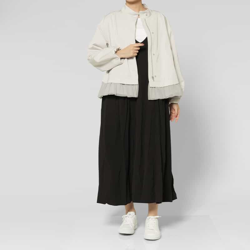 BARNEYS NEW YORK ジップアップ チュールヘム ブルゾン LT GRAY