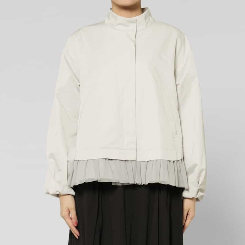 BARNEYS NEW YORK ジップアップ チュールヘム ブルゾン LT GRAY