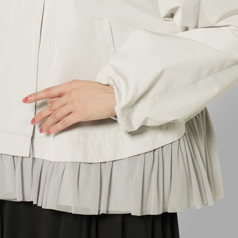 BARNEYS NEW YORK ジップアップ チュールヘム ブルゾン LT GRAY