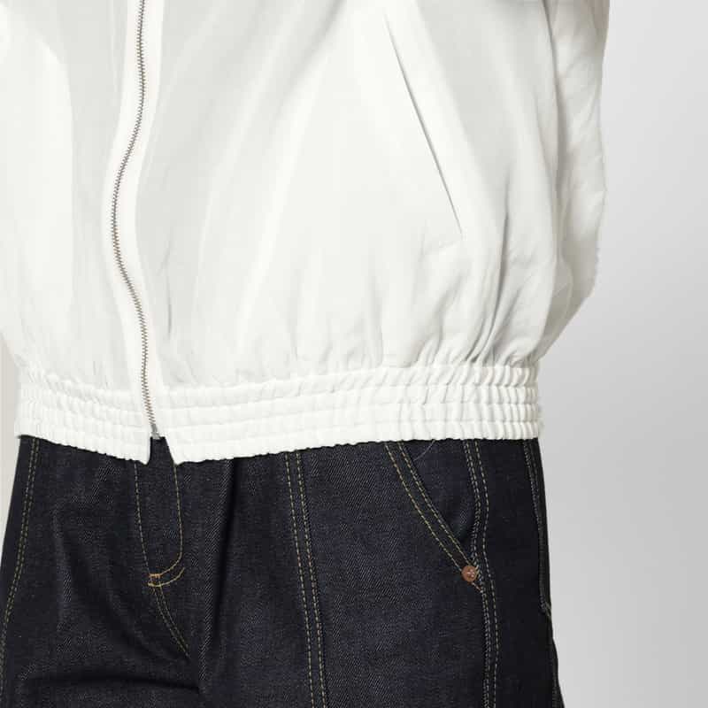 BARNEYS NEW YORK タックスリーブ シアー素材ジップアップブルゾン WHITE